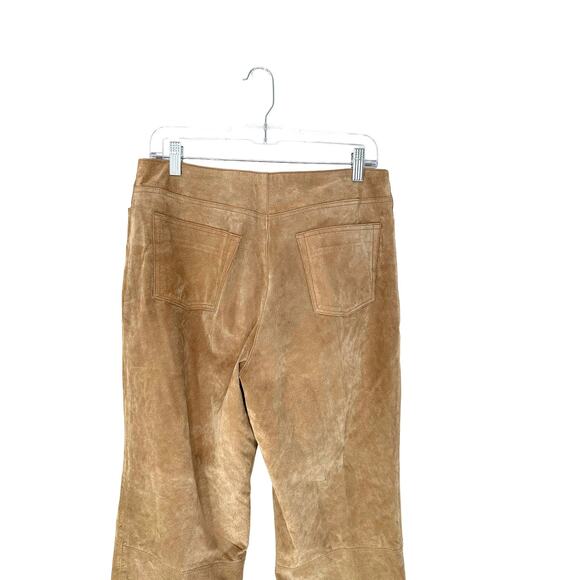 Vintage Y2K Mossimo Tan Leather Suede Western Cowgirl Wide Leg Pants Size 12 - Picture 8 of 13